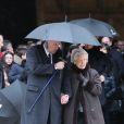 Philippe Bernachon et Raymonde Duvert - Sorties des obsèques de Paul Bocuse en la cathédrale Saint-Jean de Lyon, le 26 janvier 2018.