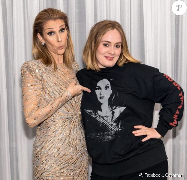 Céline Dion reçoit Adele dans sa loge à Las Vegas. Facebook, 2017