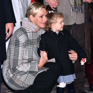 Le prince Albert II de Monaco, la princesse Charlene et leur enfant le prince héritier Jacques et la princesse Gabriella - La famille princière de Monaco lors des traditionnelles célébrations de la Sainte Dévote, sainte patronne de Monaco et de la famille princière, à Monaco. Le 26 janvier 2018 © Bruno Bebert / Bestimage