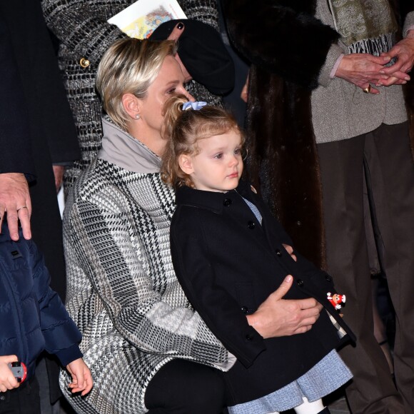 Le prince Albert II de Monaco, la princesse Charlene et leur enfant le prince héritier Jacques et la princesse Gabriella - La famille princière de Monaco lors des traditionnelles célébrations de la Sainte Dévote, sainte patronne de Monaco et de la famille princière, à Monaco. Le 26 janvier 2018 © Bruno Bebert / Bestimage