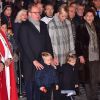 Le prince Albert II de Monaco, la princesse Charlene et leur enfant le prince héritier Jacques et la princesse Gabriella - La famille princière de Monaco lors des traditionnelles célébrations de la Sainte Dévote, sainte patronne de Monaco et de la famille princière, à Monaco. Le 26 janvier 2018 © Bruno Bebert / Bestimage