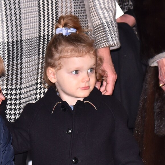 Le prince Albert II de Monaco, la princesse Charlene et leur enfant le prince héritier Jacques et la princesse Gabriella - La famille princière de Monaco lors des traditionnelles célébrations de la Sainte Dévote, sainte patronne de Monaco et de la famille princière, à Monaco. Le 26 janvier 2018 © Bruno Bebert / Bestimage