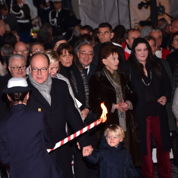 Le prince Albert II de Monaco, la princesse Charlene et leur enfant le prince héritier Jacques et la princesse Gabriella - La famille princière de Monaco lors des traditionnelles célébrations de la Sainte Dévote, sainte patronne de Monaco et de la famille princière, à Monaco. Le 26 janvier 2018 © Bruno Bebert / Bestimage