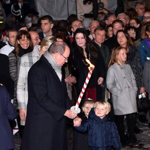 Le prince Albert II de Monaco, la princesse Charlene et leur enfant le prince héritier Jacques et la princesse Gabriella - La famille princière de Monaco lors des traditionnelles célébrations de la Sainte Dévote, sainte patronne de Monaco et de la famille princière, à Monaco. Le 26 janvier 2018 © Bruno Bebert / Bestimage