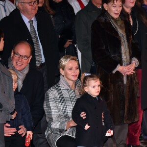 Le prince Albert II de Monaco, la princesse Charlene et leur enfant le prince héritier Jacques et la princesse Gabriella - La famille princière de Monaco lors des traditionnelles célébrations de la Sainte Dévote, sainte patronne de Monaco et de la famille princière, à Monaco. Le 26 janvier 2018 © Bruno Bebert / Bestimage