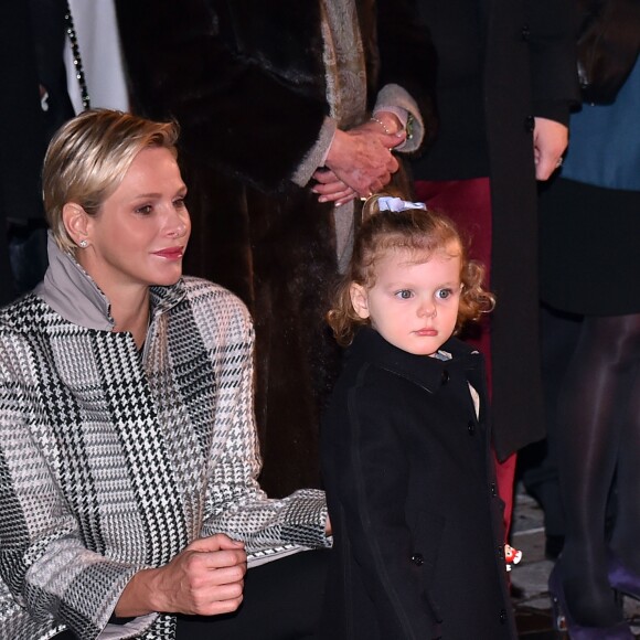 Le prince Albert II de Monaco, la princesse Charlene et leur enfant le prince héritier Jacques et la princesse Gabriella - La famille princière de Monaco lors des traditionnelles célébrations de la Sainte Dévote, sainte patronne de Monaco et de la famille princière, à Monaco. Le 26 janvier 2018 © Bruno Bebert / Bestimage