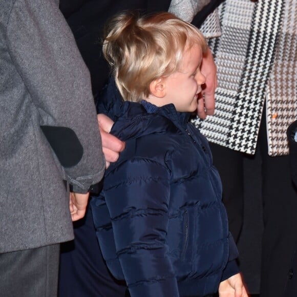 Le prince Albert II de Monaco, la princesse Charlene et leur enfant le prince héritier Jacques et la princesse Gabriella - La famille princière de Monaco lors des traditionnelles célébrations de la Sainte Dévote, sainte patronne de Monaco et de la famille princière, à Monaco. Le 26 janvier 2018 © Bruno Bebert / Bestimage