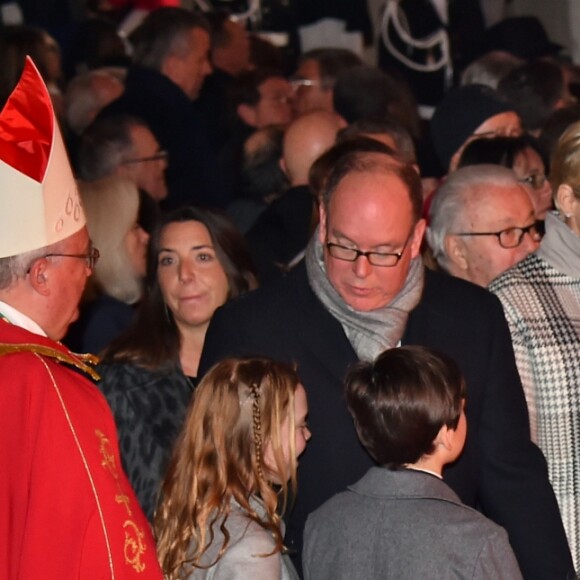 Le prince Albert II de Monaco, la princesse Charlene et leur enfant le prince héritier Jacques et la princesse Gabriella - La famille princière de Monaco lors des traditionnelles célébrations de la Sainte Dévote, sainte patronne de Monaco et de la famille princière, à Monaco. Le 26 janvier 2018 © Bruno Bebert / Bestimage