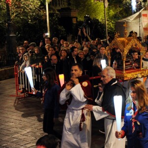 Le prince Albert II de Monaco, la princesse Charlene et leur enfant le prince héritier Jacques et la princesse Gabriella - La famille princière de Monaco lors des traditionnelles célébrations de la Sainte Dévote, sainte patronne de Monaco et de la famille princière, à Monaco. Le 26 janvier 2018 © Bruno Bebert / Bestimage