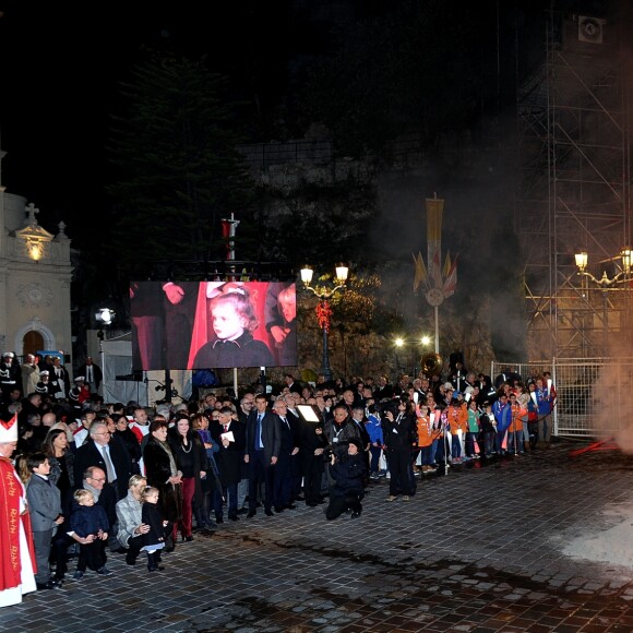 Le prince Albert II de Monaco, la princesse Charlene et leur enfant le prince héritier Jacques et la princesse Gabriella - La famille princière de Monaco lors des traditionnelles célébrations de la Sainte Dévote, sainte patronne de Monaco et de la famille princière, à Monaco. Le 26 janvier 2018 © Bruno Bebert / Bestimage