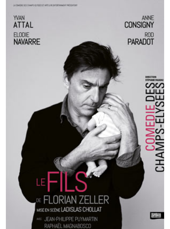 Yvan Attal, Rod Paradot, Anne Consigny et Elodie Navarre dans "Le Fils" de Florian Zeller, à la Comédie des Champs-Elysées jusqu'au 14 juillet 2018.
