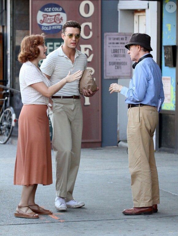 Justin Timberlake, Kate Winslet et Juno Temple sur le tournage du nouveau film de Woody Allen à New York, le 18 octobre 2016