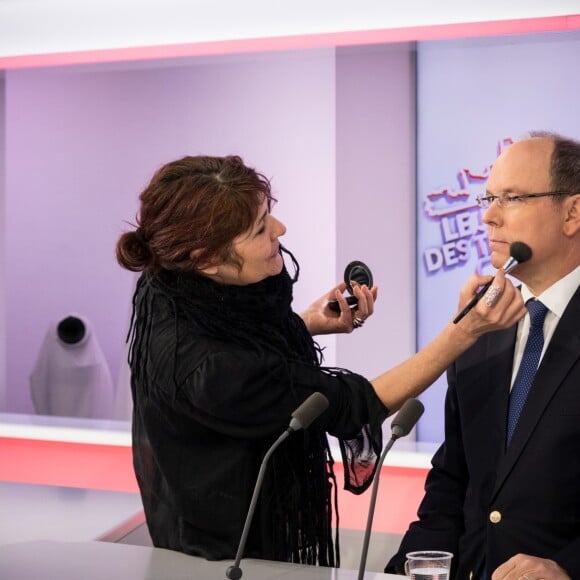 Exclusif - Le prince Albert II de Monaco était le 31 janvier 2018 l'invité en direct de l'émission "Le Journal des Territoires" présentée par Cyril Viguier sur la chaîne Public Sénat, au Sénat, à Paris. © Cyril Moreau/Bestimage