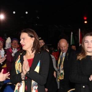 La princesse Stéphanie de Monaco avec ses filles Pauline Ducruet et Camille Gottlieb au 42e Festival International du Cirque de Monte-Carlo, le 20 janvier 2018. © Jean-Charles Vinaj/Pool Monaco/Bestimage