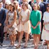 La princesse Stéphanie de Monaco entourée de ses enfants Louis Ducruet, Camille Gottlieb et Pauline Ducruet lors des célébrations des 10 ans de règne du prince Albert II de Monaco à Monaco, le 11 juillet 2015.