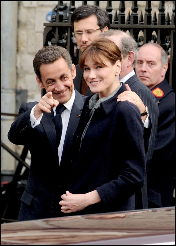 Nicolas Sarkozy et Carla Bruni à Londres, mars 2008.