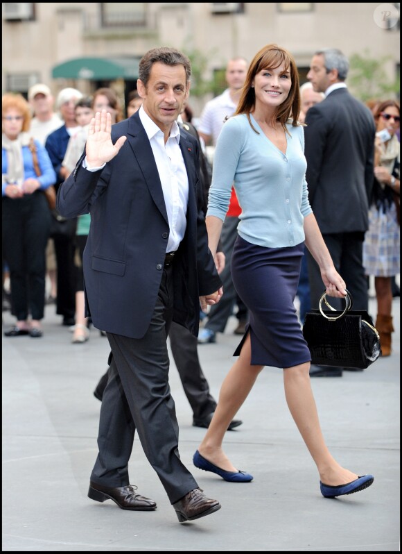 Nicolas Sarkozy et Carla Bruni à New York, septembre 2008.