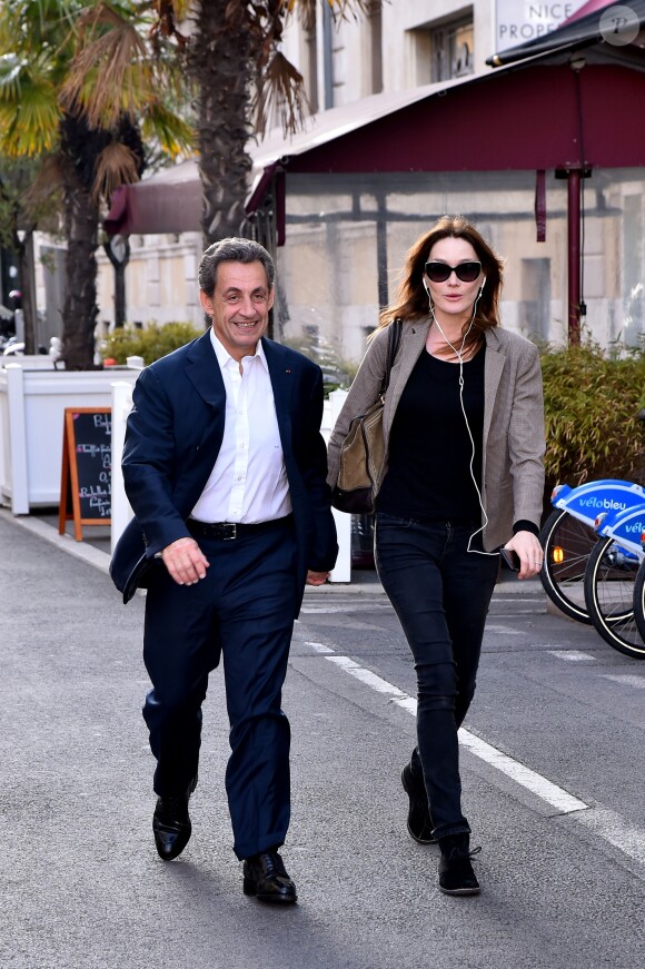 Nicolas Sarkozy et sa femme Carla Bruni-Sarkozy sont allés diner au restaurant "La Petite Maison" après avoir participé aux Journées d'études du Parti Populaire Européen à l'hôtel Méridien à Nice, le 1er juin 2016. © Bruno Bebert/Bestimage