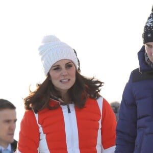 Le prince William, duc de Cambridge et Catherine Kate Middleton (enceinte), duchesse de Cambridge visitent le site de l'école nationale de saut à ski à Oslo le 2 février 2018.  The Duke and Duchess of Cambridge attended the Holmenkollen ski jump then went on to a ski nursery at Ovreseterjern 2 February 2018.02/02/2018 - Oslo