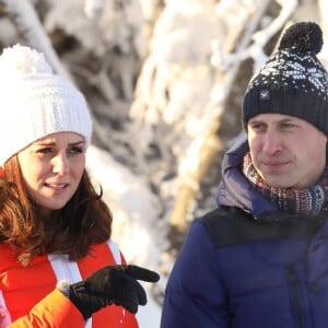 La princesse Mette-Marit de Norvège - Le prince William, duc de Cambridge et Catherine Kate Middleton (enceinte), duchesse de Cambridge visitent le site de l'école nationale de saut à ski à Oslo le 2 février 2018.  The Duke and Duchess of Cambridge attended the Holmenkollen ski jump then went on to a ski nursery at Ovreseterjern 2 February 2018.02/02/2018 - Oslo