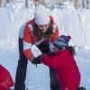 La duchesse Catherine de Cambridge, enceinte, et le prince William ont participé à une animation autour du ski sur la colline d'Holmenkollen à Oslo le 2 février 2018.