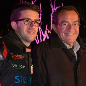 Jean-Pierre Pernaut et son fils Olivier Pernaut - Présentation de la nouvelle voiture de Margot Laffite, Jean-Pierre et Olivier Pernaut pour le trophée Andros à Paris le 26 novembre 2015. © Lionel Urman / Bestimage