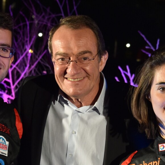 Jean-Pierre Pernaut et son fils Olivier Pernaut, Margot Laffite - Présentation de la nouvelle voiture de Margot Laffite, Jean-Pierre et Olivier Pernaut pour le trophée Andros à Paris le 26 novembre 2015. © Lionel Urman / Bestimage