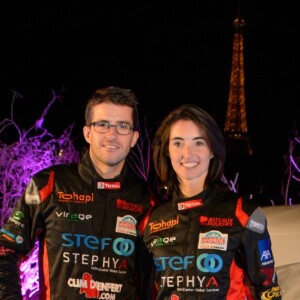 Olivier Pernaut et Margot Laffite - Présentation de la nouvelle voiture de Margot Laffite, Jean-Pierre et Olivier Pernaut pour le trophée Andros à Paris le 26 novembre 2015. © Lionel Urman / Bestimage