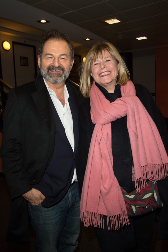 Semi-Exclusif - Denis Olivennes et Katherine Pancol lors de la représentation du spectacle "Alex Lutz" à l'Olympia à Paris, le 8 février 2018. © Guirec Coadic/Bestimage
