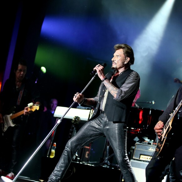Exclusif - Yarol Poupaud - Johnny Hallyday en concert au Sporting Club à Monaco. Le 30 juillet 2015