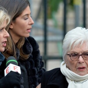 Laurence Piquet et Line Renaud - Sorties de l'église de la Madeleine après les obsèques de Johnny Hallyday à Paris le 9 décembre 2017. © Veeren / Bestimage