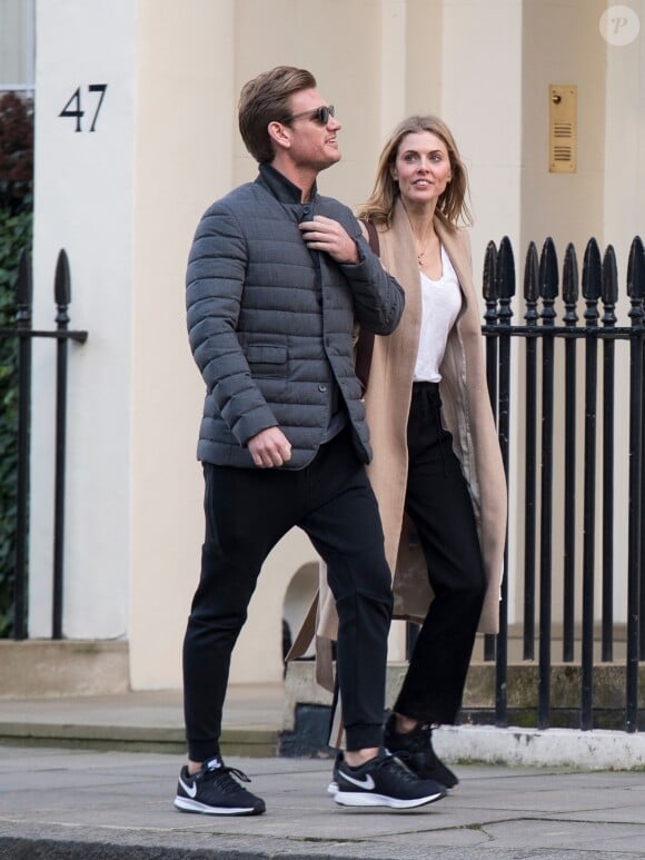 Exclusif - Donna Air, ex de James Middleton, avec son nouveau compagnon Ben Carrington le 17 février 2018 à Londres. Le couple a dîné dans Belgravia, au restaurant japonais Uni, avant d'aller boire un verre dans le pub The Thomas Cubitt.