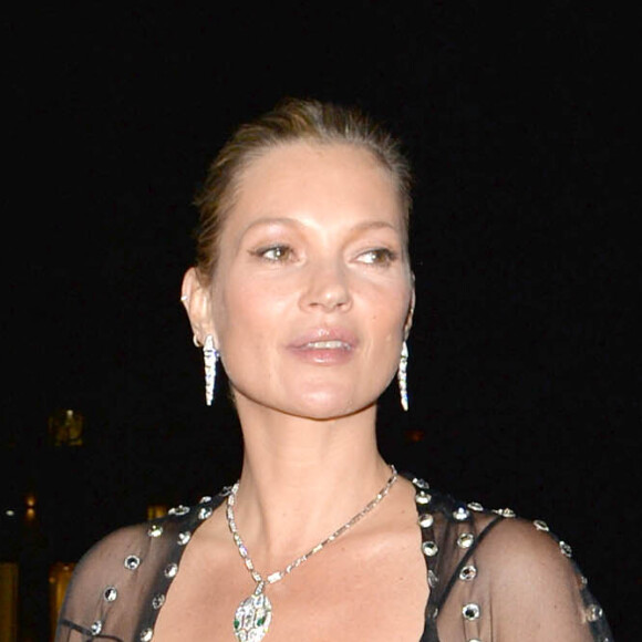 Kate Moss assiste à la soirée "Fashion And Film" du magazine Vogue UK à l'Annabel's. Londres, le 19 février 2018.