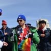 Feb 18, 2018; Pyeongchang, South Korea; Gus Kenworthy (USA) with family and friends sporting rainbow flags after his first run during the men's slopestyle freestyle skiing qualifications during the Pyeongchang 2018 Olympic Winter Games at Phoenix Snow Park. Mandatory Credit: Kyle Terada/USA TODAY Sports/Sipa USA18/02/2018 - Pyeongchang