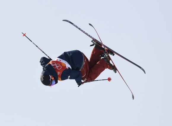 Gus Kenworthy pendant l'épreuve de slopestyle à Pyeongchang, le 18 février 2018