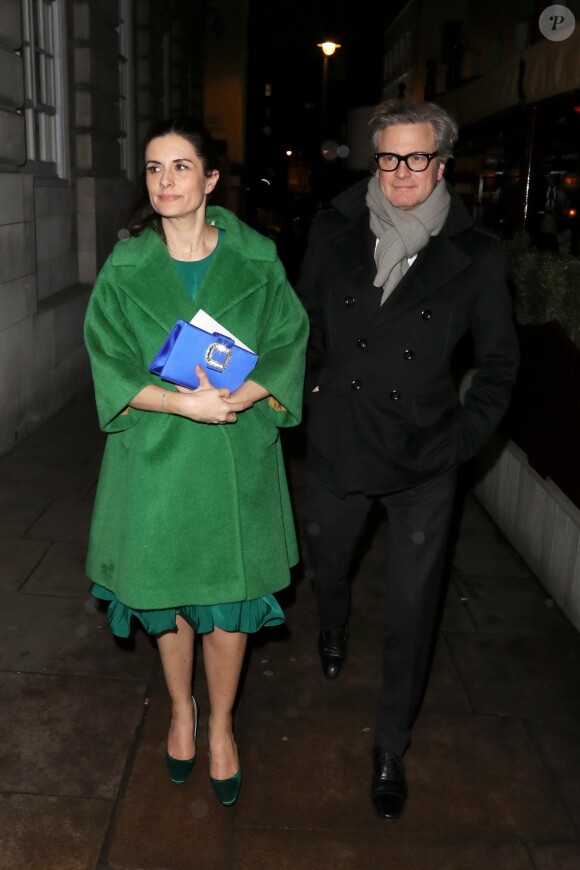 Colin Firth et sa femme Livia Giuggioli - Soirée Miu Miu Women's Tales au club Loulou's à Londres, Royaume Uni, le 20 fevrier 2018.