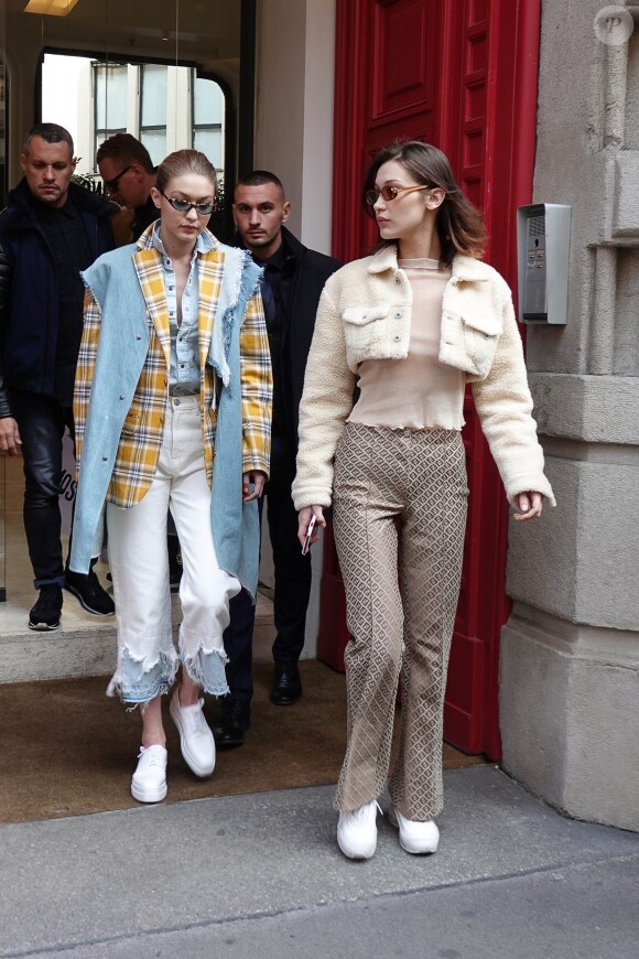Gigi et Bella Hadid à Milan, le 21 février 2018.