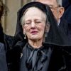 La reine Margrethe II de Danemark entourée par sa famille aux obsèques de son mari le prince Henrik de Danemark en l'église du château de Christiansborg à Copenhague le 20 février 2018