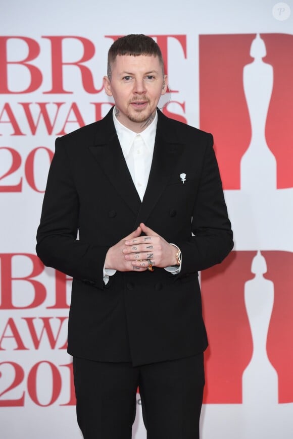 Professor Green Backgrid lors de la soirée des 38ème Brit Awards à l'O2 Arena à Londres le 21 février 2018.