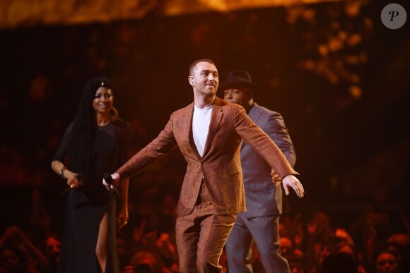 Sam Smith lors de la soirée des 38ème Brit Awards à l'O2 Arena à Londres le 21 février 2018.
