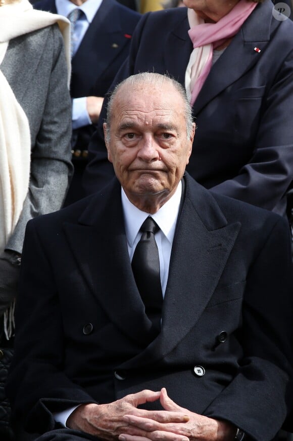 Jacques Chirac - Obsèques de Antoine Veil au cimetière du Montparnasse à Paris. Le 15 avril 2013.