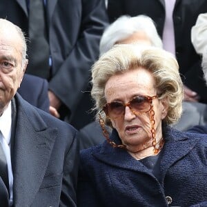 Jacques et Bernadette Chirac - Obsèques de Antoine Veil au cimetière du Montparnasse à Paris. Le 15 avril 2013.