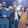 La troupe des Enfoirés à l'occasion du spectacle "Musique !" donné à Strasbourg en janvier 2018.