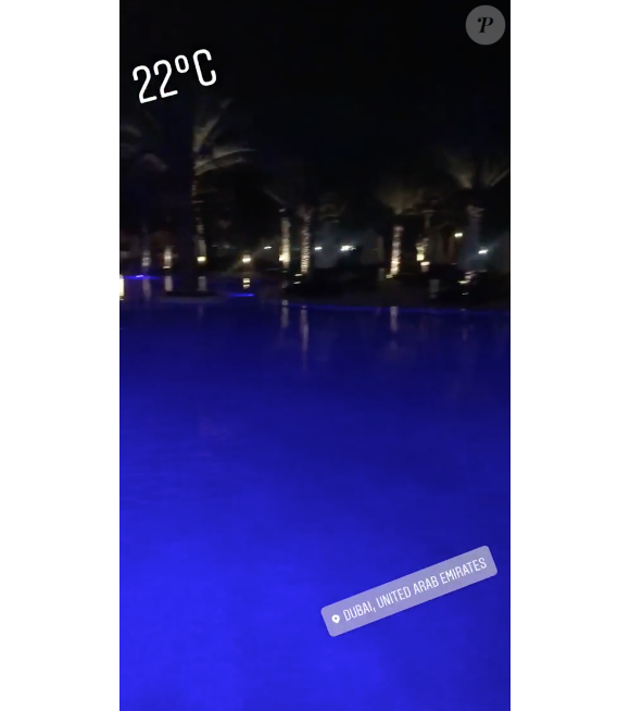 Sylvie Tellier en vacances avec sa petite famille à Dubaï. Février 2018.