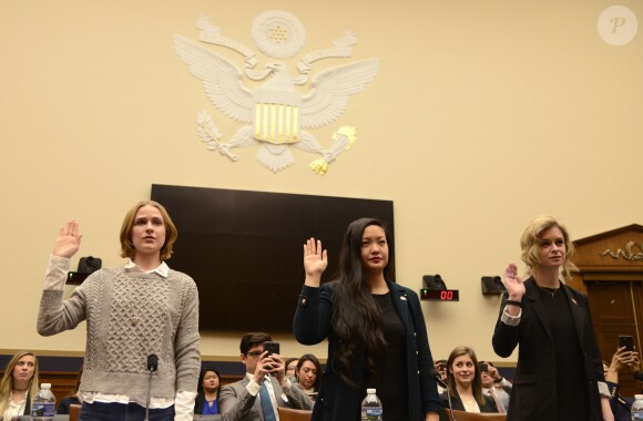 Evan Rachel Wood témoigne devant le Congrès américain, à Washington le 27 février 2018. L'actrice défend le Survivors' Bill of Rights Act pour le svictimes d'abus sexuels.