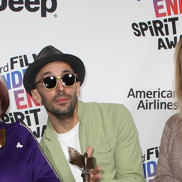 Agnès Varda, JR, Rosalie Varda pour "Faces Places" à la press room du 33e Independent Spirit Awards à Santa Monica, le 3 février 2018