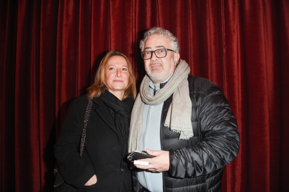 Paul Boujenah avec sa femme Virginie Ogouz lors de la représentation de la pièce "Les Monologues du Vagin" à Bobino. Paris, le 7 mars 2018. © Guirec Coadic/Bestimage