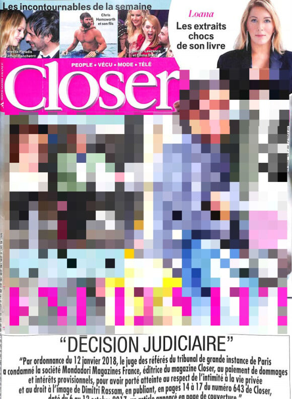 Magazine Closer en kiosques le 9 mars 2018.