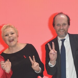 Anne Le Nen, Carole Bouquet, Muriel Robin, Jean-Marc Dumontet lors de la représentation de la pièce "Les Monologues du Vagin" à Bobino. Paris, le 8 mars 2018. © Guirec Coadic/Bestimage