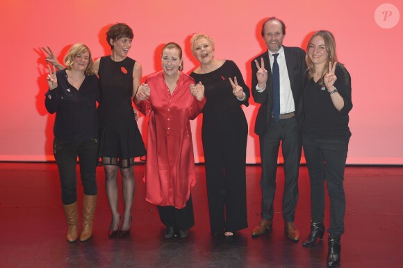 Anne Le Nen, Carole Bouquet, Muriel Robin, Jean-Marc Dumontet lors de la représentation de la pièce "Les Monologues du Vagin" à Bobino. Paris, le 8 mars 2018. © Guirec Coadic/Bestimage
